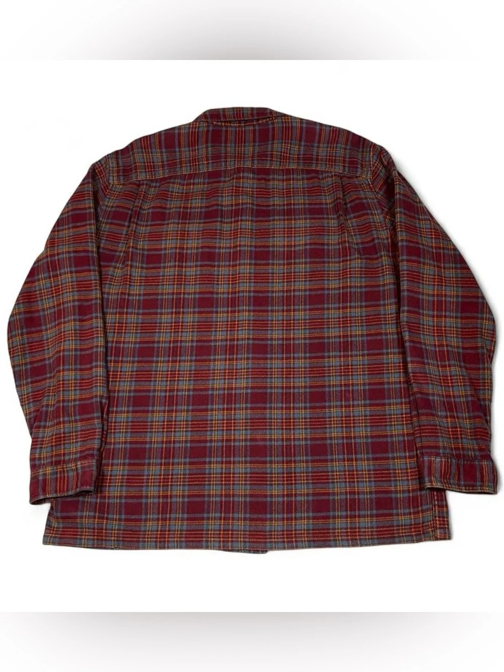 Patagonia Organic Cotton Fjord Flannel Shirt Burgundy Plaid Men's Size Large